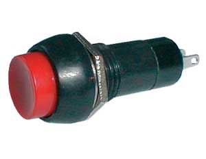 Prepínač tlačidlo okrúhle OFF-(ON) 250V/1A červené
