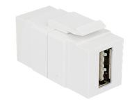 USB adaptér - USB (F) do USB (F) - USB 2.0 - reverzibilný konektor A - biela