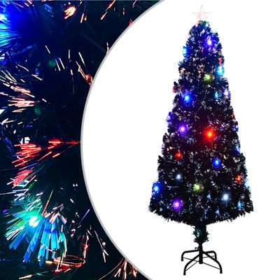 vidaXL Osvetlený vianočný stromček so stojanom a LED 240 cm, optické vlákno