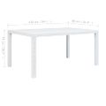 vidaXL Záhradný stôl biely 150x90x72 cm plastový s ratanovým vzhľadom