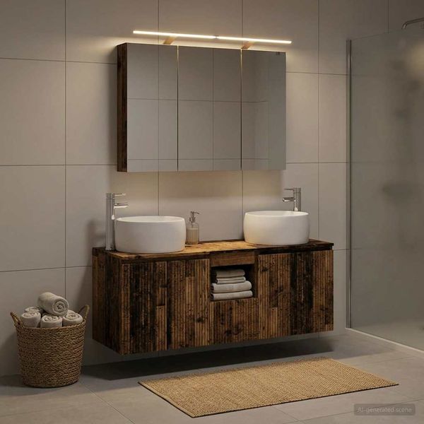 vidaXL Set kabinetov do kúpeľne 4 pcs Staré drevo Kompozitné drevo