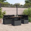 vidaXL Súprava záhradných pohoviek 6 ks Čierna Poly ratan