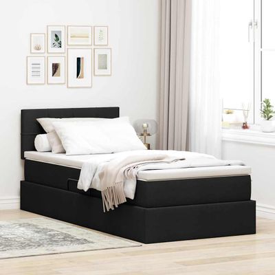 vidaXL Postel s úložným prostorem a matrací Čierna 90 x 190 cm