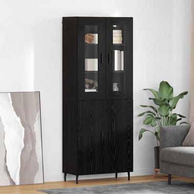 vidaXL Highboard 2 pcs Čierny dub Kompozitné drevo