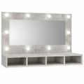 vidaXL Zrkadlová skrinka s LED betónová sivá 90x31,5x62 cm