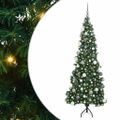 vidaXL Rohový umelý vianočný strom s 300 LED-i Zelená 180 cm PVC a kov