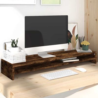 vidaXL Stojan na monitor dymový dub 100x24x13 cm spracované drevo