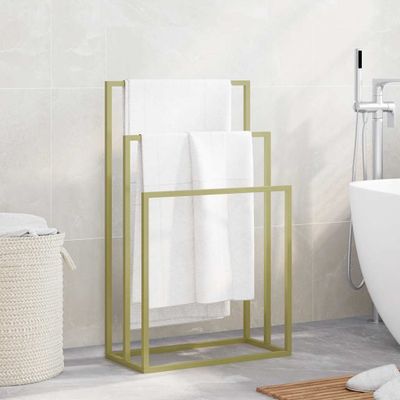 vidaXL Voľne stojaci stojan na uteráky zlatý 48x24x79 cm železo