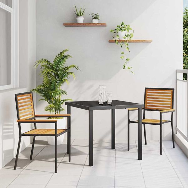 vidaXL Záhradné stohovateľné stoličky 2 pcs Hnedá a čierna
