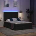 vidaXL LED úložná posteľ s matracom Čierna 140 x 200 cm Látka