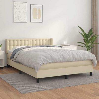 vidaXL Boxspring posteľ s matracom krémová 140x190 cm umelá koža