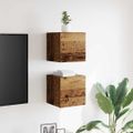 vidaXL Nástenná TV skrinky 2 ks staré drevo 30,5x30x30 cm