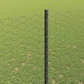 vidaXL Hexagonálny plot s stĺpom 100 x 1,5 m PVC potiahnutá oceľ Sivá
