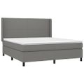 vidaXL Posteľ boxsping s matracom a LED tmavosivá 160x200 cm látka