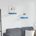 vidaXL Plávajúce nástenné police 2 ks modré 23x23,5x3,8 cm MDF
