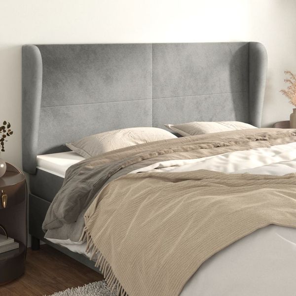 vidaXL Čelo postele so záhybmi bledosivé 203x23x118/128 cm zamat