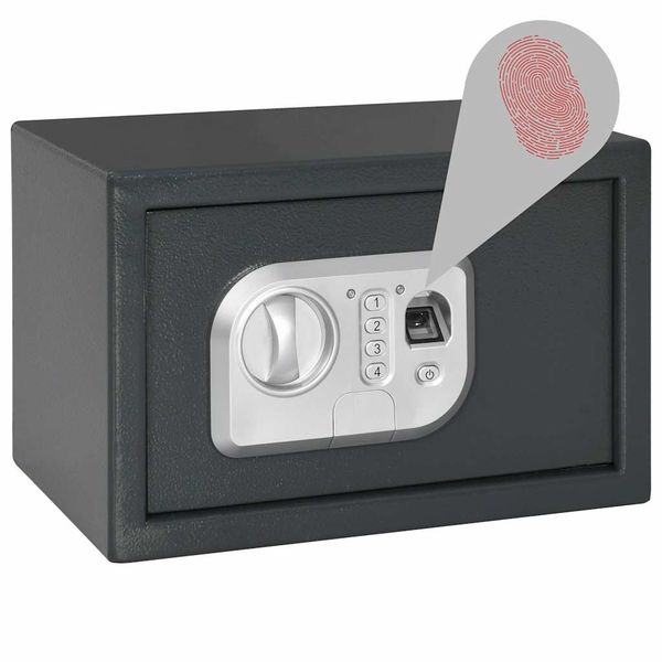 vidaXL Digitálny trezor na odtlačok prsta tmavosivý 31x20x20 cm