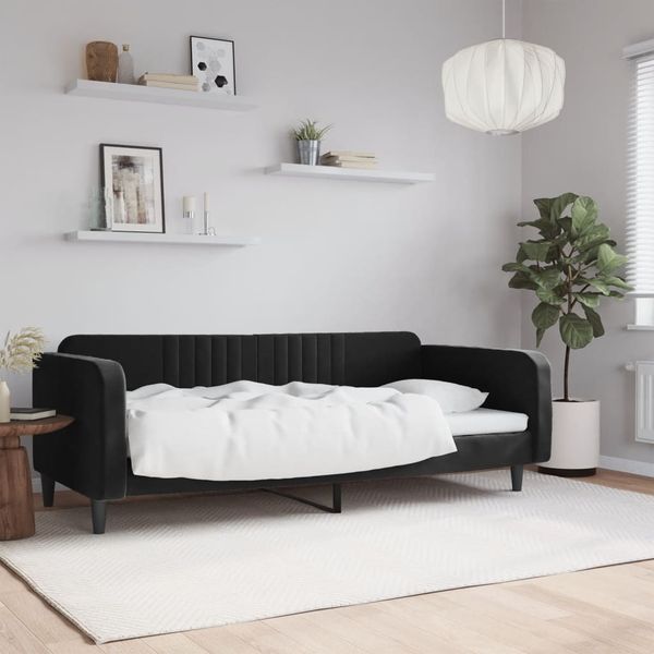 vidaXL Denná posteľ čierna 90x200 cm zamat