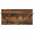 vidaXL Vešiak na stenu Nástenná montáž Dymová dub 80 x 40 x 12 cm