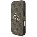 Puzdro Guess Book 4G Metal Logo pre iPhone 17 Pro hnedé
