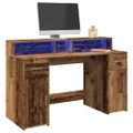 vidaXL Stôl s LED svetlami staré drveo 140x55x91 cm kompozitné drevo