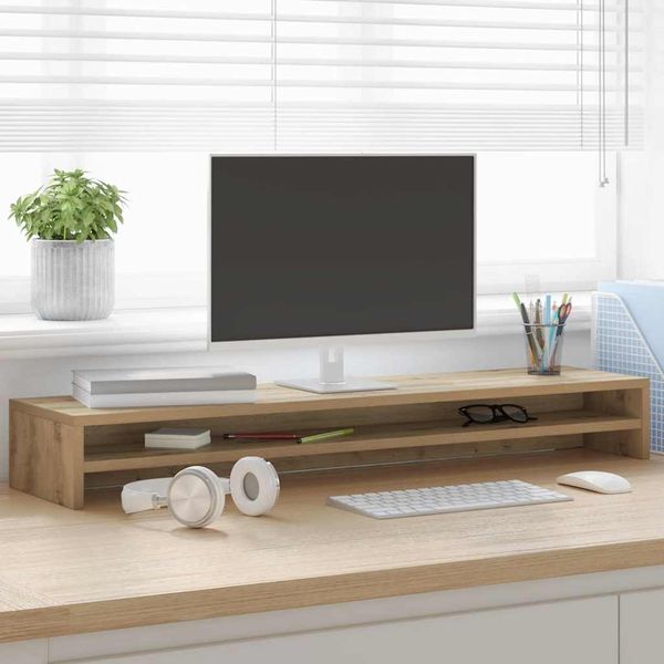 vidaXL Stojan na monitor, dubový, remeselný, 100x24x13 cm, umelé drevo