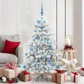vidaXL Umelý Sklápací Vianočný Stromček Biela 150 cm PVC a oceľ