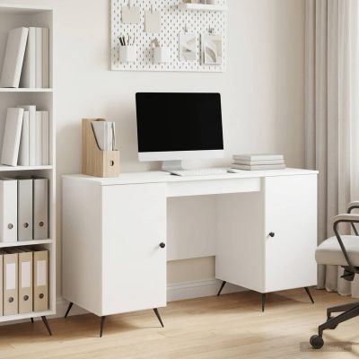 vidaXL Stôl Biela s vysokým leskom 142,5 x 50 x 75 cm Kompozitné drevo