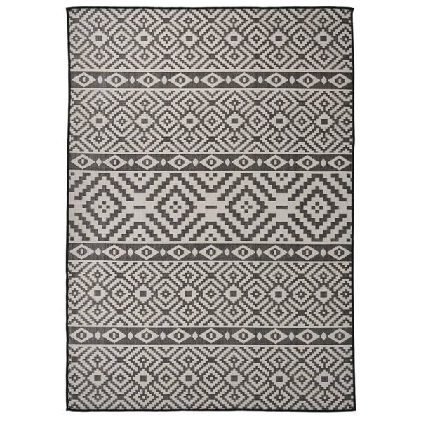 vidaXL Vonkajší koberec s plochým tkaním 120x170 cm čierny pruhovaný