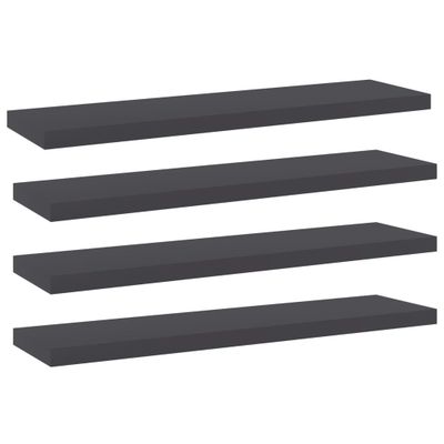 vidaXL Prídavné police 4 ks, sivé 40x10x1,5 cm, drevotrieska