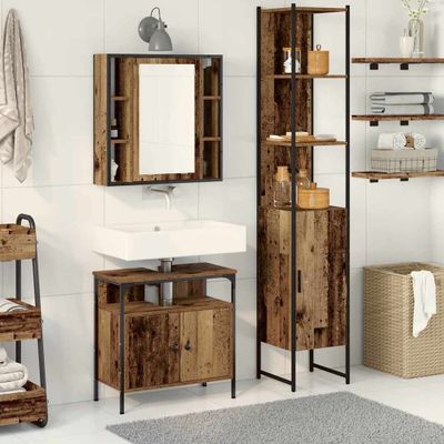 vidaXL Sada kúpeľňového nábytku 3 pcs Staré drevo Kompozitné drevo