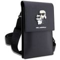 Kabelka na telefón Karl Lagerfeld KLWBSAKCPMK čierna tvrdé puzdro Phone Pounch Universal Saffiano K&C NFT