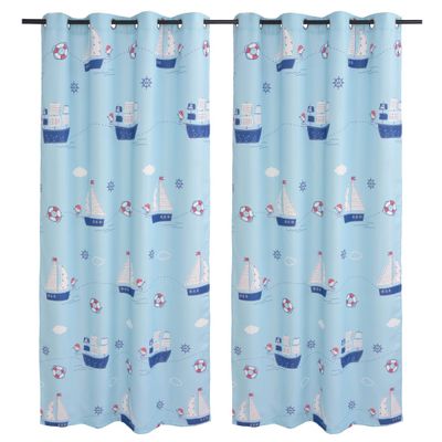 vidaXL Detské zatemňovacie závesy s potlačou 2 ks modré 140x240 cm