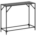 vidaXL Konzolový stolík s čiernou sklenenou doskou 98x35x81 cm oceľ