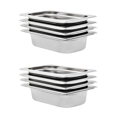 vidaXL Gastronádoby 8 ks, GN 1/4, 65 mm, nehrdzavejúca oceľ