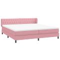 vidaXL Posteľný rám boxsping s matracmi ružová 200x220 cm zamat