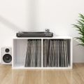 vidaXL Úložný box na vinyly, lesklý biely 71x34x36cm, kompozitné drevo