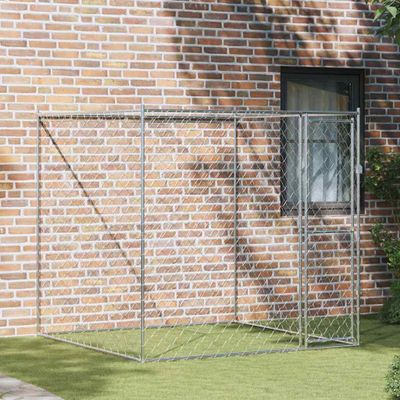 vidaXL Klietka pre psa Strieborná 200 x 200 x 200 cm Pozinkovaná oceľ