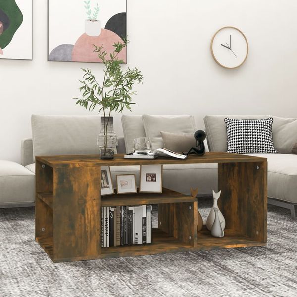 vidaXL Konferenčný stolík dymový dub 100x50x40 cm spracované drevo
