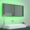 vidaXL LED kúpeľňová zrkadlová skrinka lesklá sivá 100x12x45 cm akryl