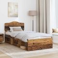 vidaXL Rám postele Staré drevo 90 x 190 cm Masívne borovicové drevo