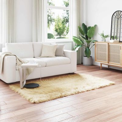vidaXL Koberec z umelého ovčieho kožucha TAFALLA Krémová 140 x 200 cm