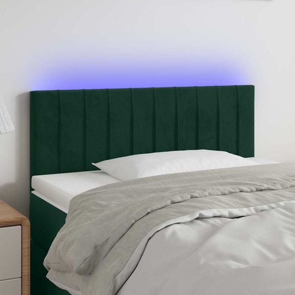 vidaXL Čelo postele s LED tmavozelené 100x5x78/88 cm zamat