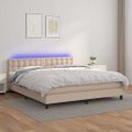 vidaXL Boxspring posteľ matrac a LED kapučínová 160x200 cm umelá koža