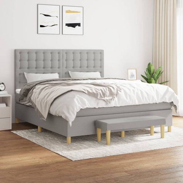 vidaXL Boxspring posteľ s matracom bledosivá 180x200 cm látka