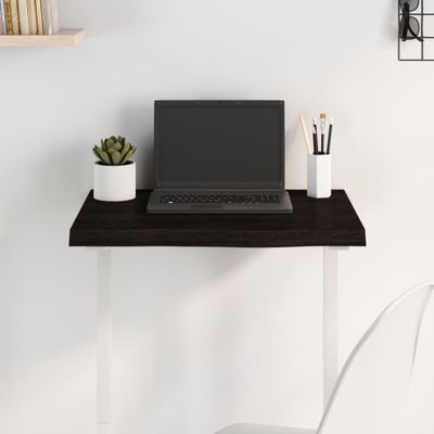 vidaXL Stolová doska tmavohnedá 60x50x(2-4) cm ošetrený dubový masív