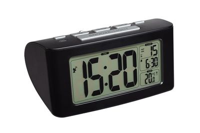 60.2532.01 TFA SIESTA Rádiom riadený budík s funkciou krátkeho vypnutia, čierny