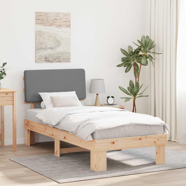 vidaXL Rám postele s čalúneným čelom Svetlosivá 75 x 190 cm