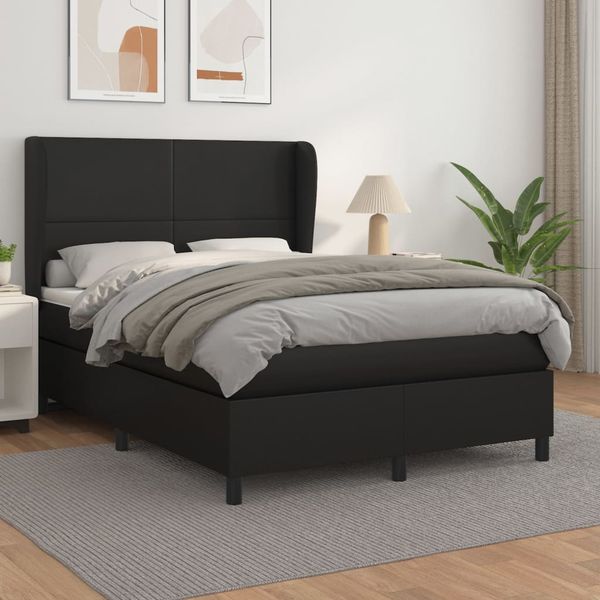 vidaXL Boxspring posteľ s matracom čierny 140x190 cm umelá koža