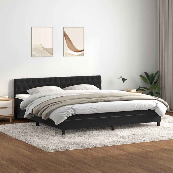 vidaXL Box Spring Posteľ s matracom Čierna 180x220 cm Zamat